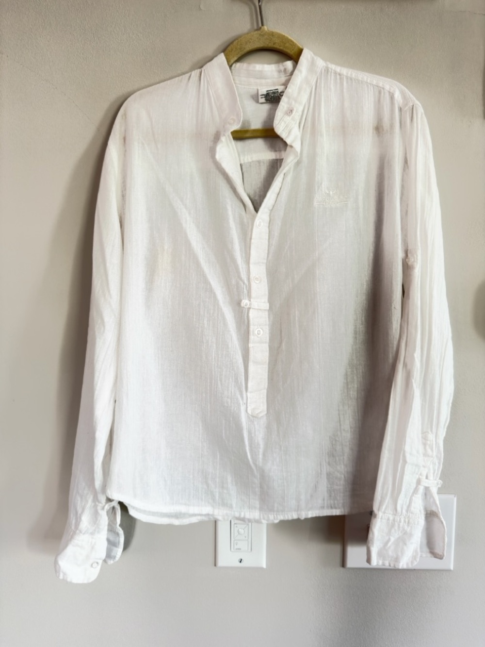 Classic White Mandarin-Collar Casual Shirt
